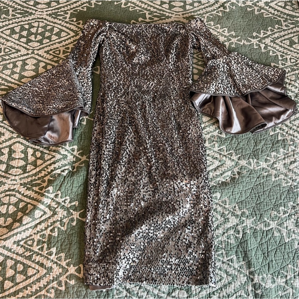MILLY silver sequins Selena dress size 8 NWT